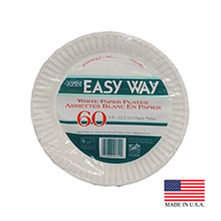 20609 PEC 9 In. White Easy Way Uncoated Paper Plate, 1200PK